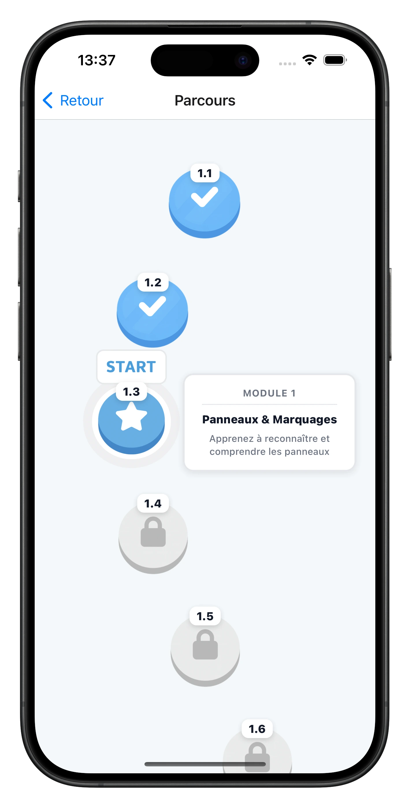 Guided learning path interface